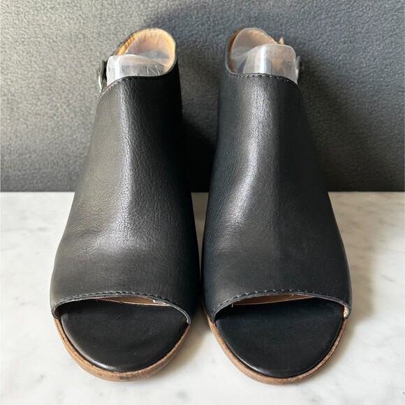 Lucky Brand Obelia Sandal Black Leather Slingback Block Heel - Women's Size 7 - Picture 3 of 9